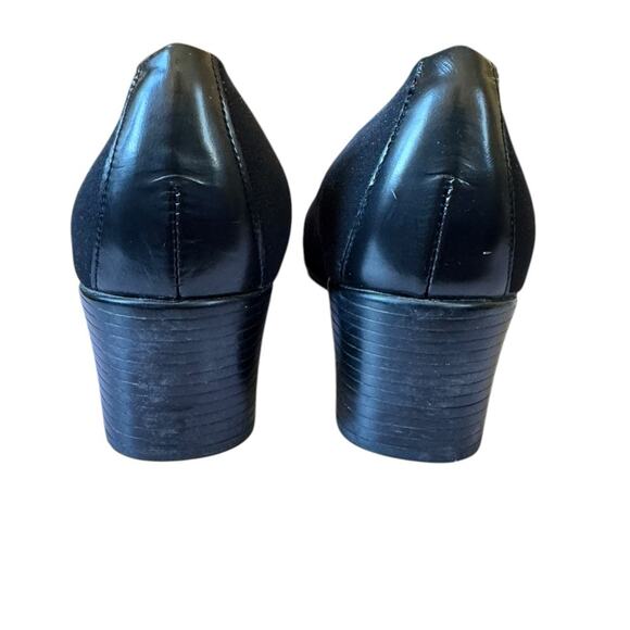 Vintage Munro American 8.5 Slip On Pumps Mid Heel Black Fabric+ Leather, Cap Toe - Picture 6 of 10